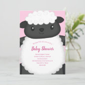 Sheep Baby Dusche Rosa Einladung (Stehend Vorderseite)