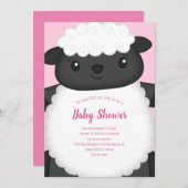 Sheep Baby Dusche Rosa Einladung (Vorne/Hinten)