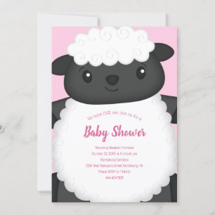 Sheep Baby Dusche Rosa Einladung