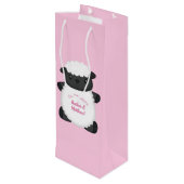 Sheep Baby Dusche Rosa Geschenktüte Für Weinflaschen (Rückseite Schrägansicht)