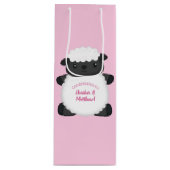Sheep Baby Dusche Rosa Geschenktüte Für Weinflaschen (Vorderseite)