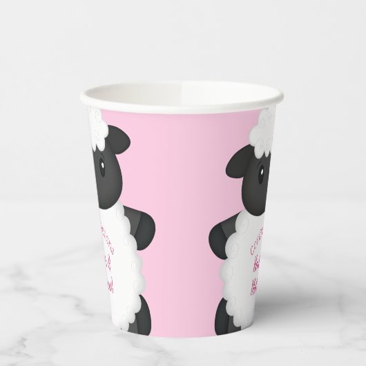 Sheep Baby Dusche Rosa Pappbecher (Links)
