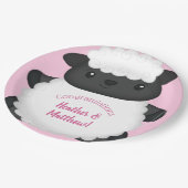 Sheep Baby Dusche Rosa Pappteller (Schrägansicht)