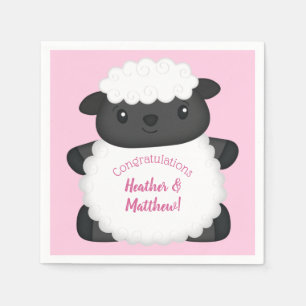 Sheep Baby Dusche Rosa Serviette