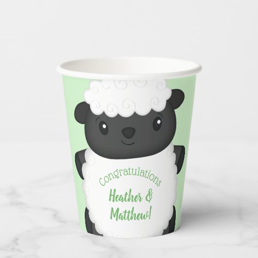 Sheep Baby Showgrün Pappbecher (Rückseite)
