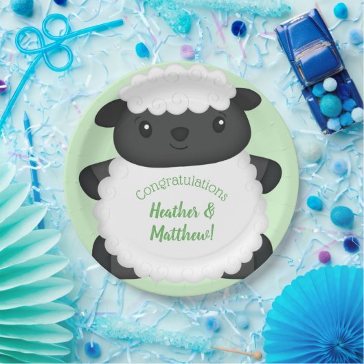 Sheep Baby Showgrün Pappteller (Party)