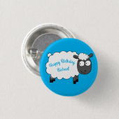 Sheep Birthday Party Niedlicher Cartoon Button (Vorne & Hinten)