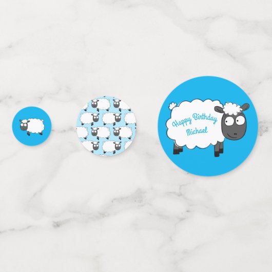 Sheep Birthday Party Niedlicher Cartoon Konfetti (Vorderseiten)