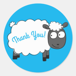 Sheep Birthday Party Niedlicher Cartoon Runder Aufkleber