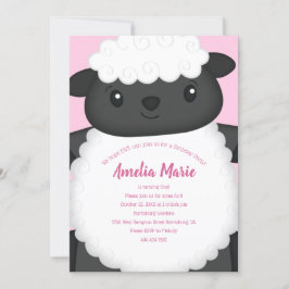 Sheep Birthday Party Pink Einladung