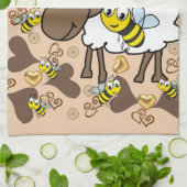 Sheep Brown Hearts Bee Kitchen Handtuch (Gefaltet)