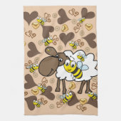 Sheep Brown Hearts Bee Kitchen Handtuch (Vertikal)