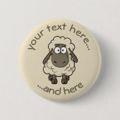 Sheep Cartoon Beige Button (Vorderseite)