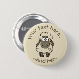Sheep Cartoon Beige Button