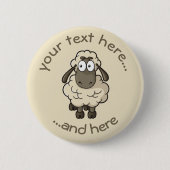 Sheep Cartoon Beige Button (Vorderseite)