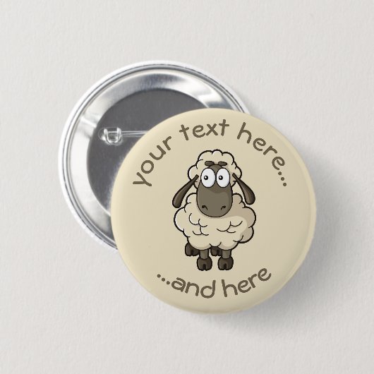 Sheep Cartoon Beige Button (Vorne & Hinten)