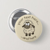 Sheep Cartoon Beige Button (Vorne & Hinten)