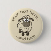 Sheep Cartoon Beige Button (Vorderseite)