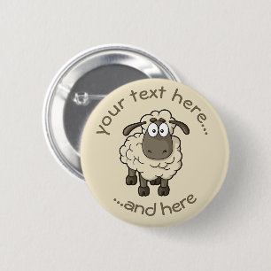 Sheep Cartoon Beige Button