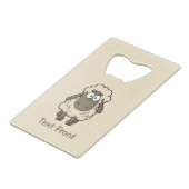 Sheep Cartoon Beige Geldbeutel Flaschenöffner (Vorderseite Schrägansicht)