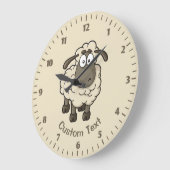 Sheep Cartoon Beige Große Wanduhr (Winkel)