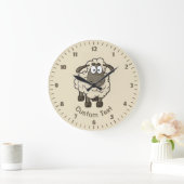 Sheep Cartoon Beige Große Wanduhr (Zuhause)