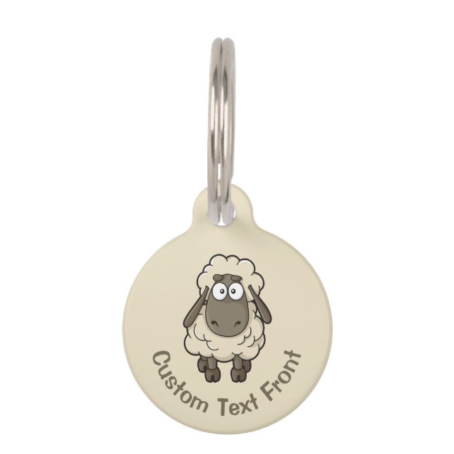 Sheep Cartoon Beige Haustiermarke (Vorderseite)