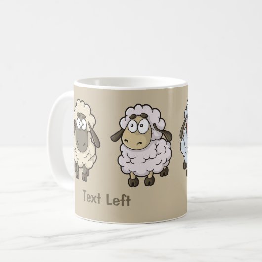 Sheep Cartoon Beige Kaffeetasse (Vorderseite Links)