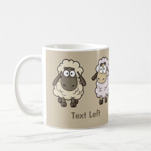 Sheep Cartoon Beige Kaffeetasse (Links)