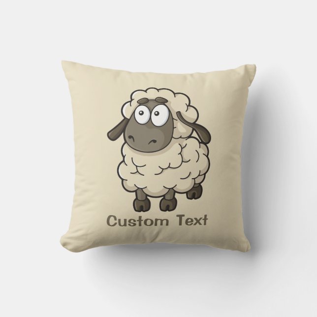 Sheep Cartoon Beige Kissen (Vorderseite)