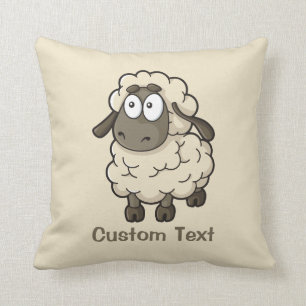 Sheep Cartoon Beige Kissen