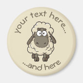 Sheep Cartoon Beige Magnet (Vorne)