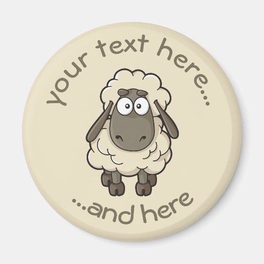 Sheep Cartoon Beige Magnet (Vorne)