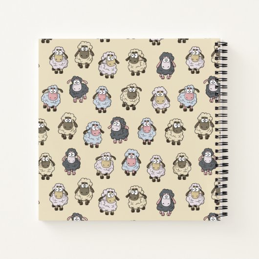 Sheep Cartoon Beige Notizblock (Rückseite)