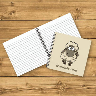 Sheep Cartoon Beige Notizblock