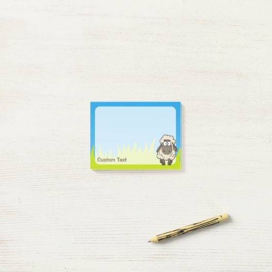 Sheep Cartoon Beige Post-it Klebezettel (Auf Schreibtisch)