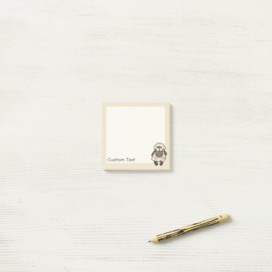 Sheep Cartoon Beige Post-it Klebezettel (Auf Schreibtisch)