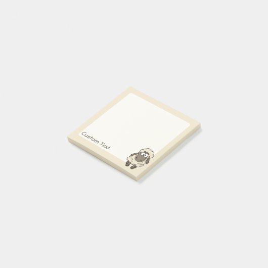 Sheep Cartoon Beige Post-it Klebezettel (angewinkelt)