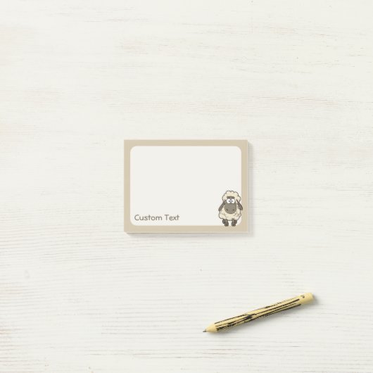 Sheep Cartoon Beige Post-it Klebezettel (Auf Schreibtisch)