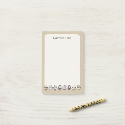 Sheep Cartoon Beige Post-it Klebezettel (Auf Schreibtisch)