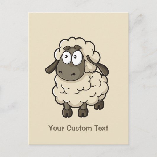 Sheep Cartoon Beige Postkarte (Vorderseite)