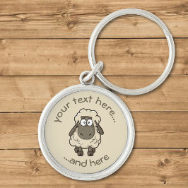 Sheep Cartoon Beige Schlüsselanhänger