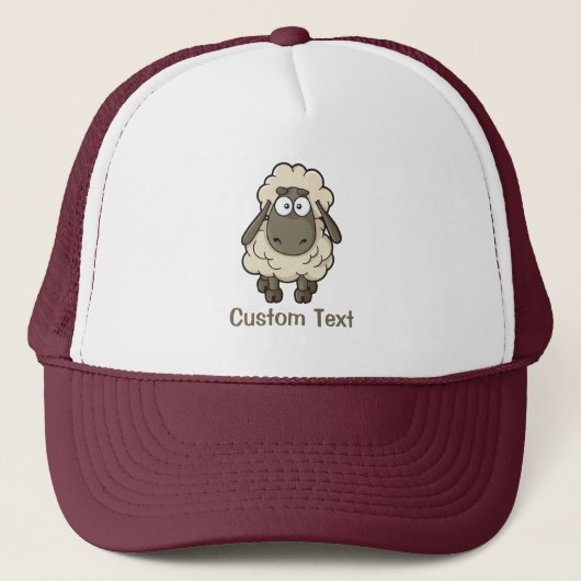 Sheep Cartoon Beige Truckerkappe (Vorderseite)