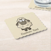 Sheep Cartoon Beige Untersetzer (angewinkelt)