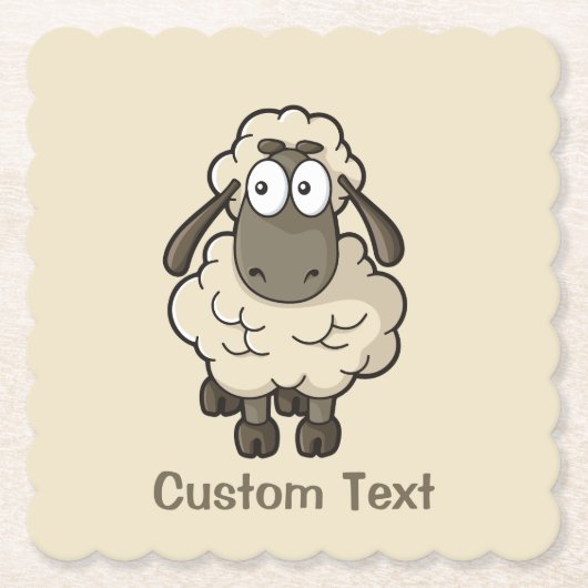 Sheep Cartoon Beige Untersetzer (Vorderseite)