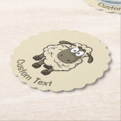 Sheep Cartoon Beige Untersetzer (angewinkelt)