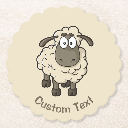 Sheep Cartoon Beige Untersetzer (Vorderseite)