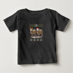 Sheep Christmas Tree Lights Santa Animal Gift Baby T-shirt