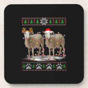 Sheep Christmas Tree Lights Santa Animal Gift Getränkeuntersetzer
