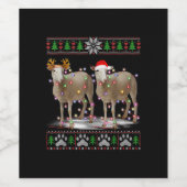 Sheep Christmas Tree Lights Santa Animal Gift Weinetikett (Einzelnes Label)